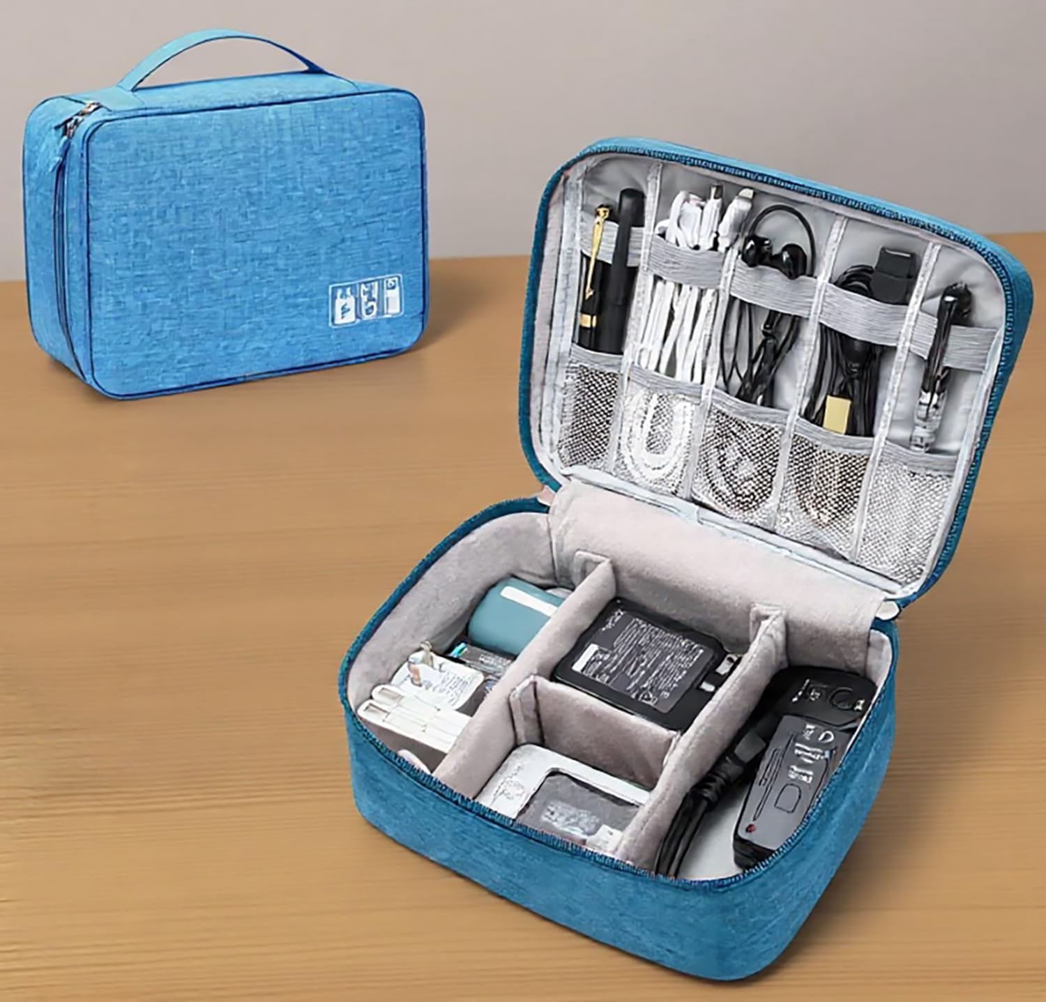 Electronics Organizer, Waterproof Portable Digital Storage Bag, Travel Cable Organizer Case-Blue
