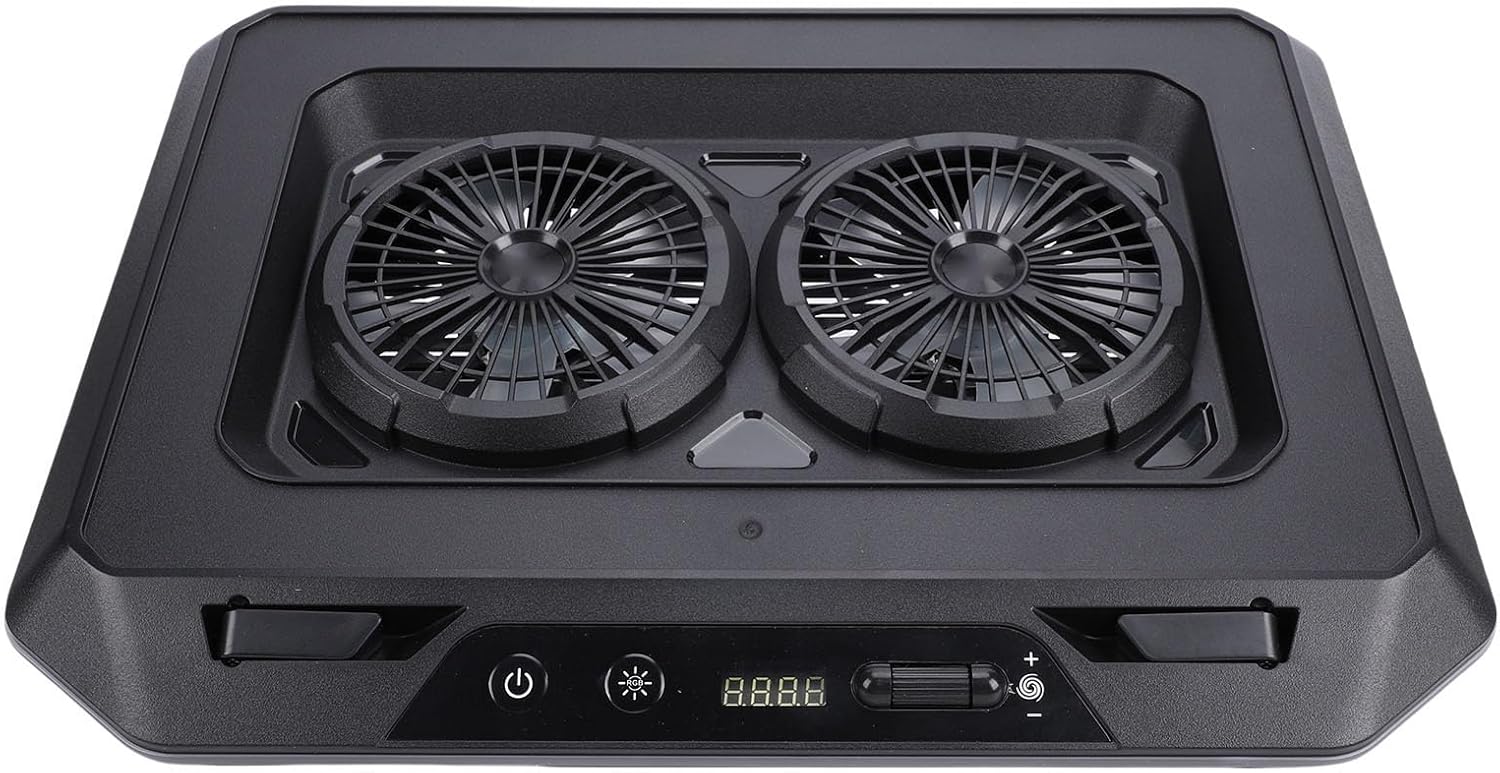 Vikye RGB Laptop Cooling Pad, Adjustable Height Cooler with 2 Fans and 10 Light Modes for 15.6 19 inch Gaming Laptops