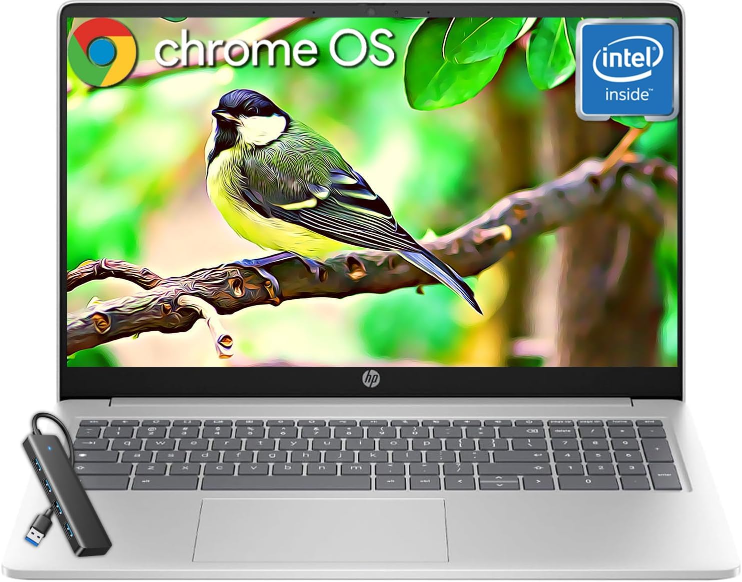 HP Chromebook 15.6″ Laptop for Student & Business, 15.6 inch HD Display, 8 GB RAM, 192 GB Storage (64 GB eMMC + 128 GB MicroSD), Intel Quad-Core Pentium N200, Intel UHD Graphics, Anti-glare, Chrome OS