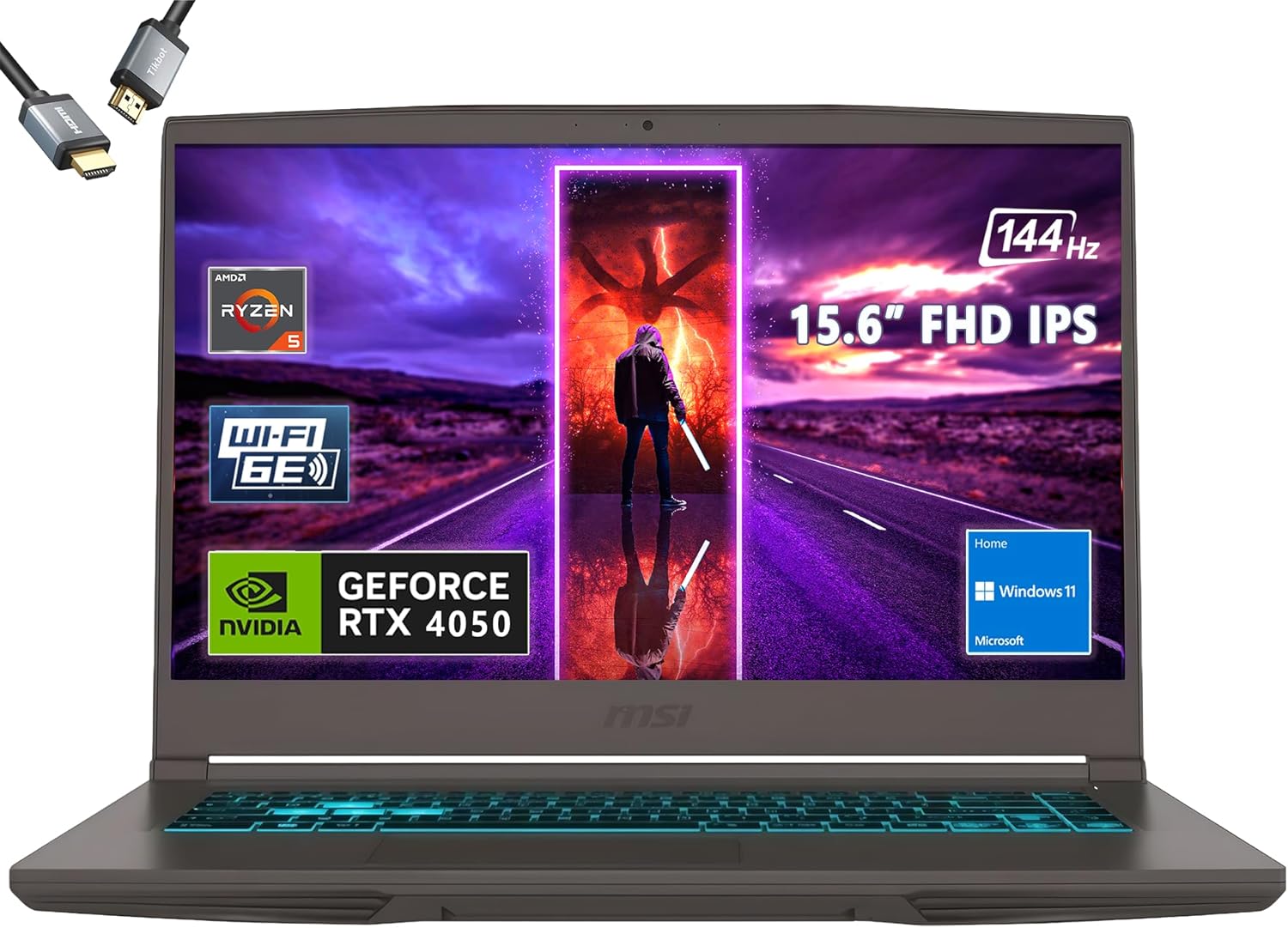 MSI Thin 15 15.6”144Hz Gaming Laptop，AMD R5-7535HS，RTX 4050，Window 11，w/HDMI (32GB RAM | 1TB PCIe SSD)