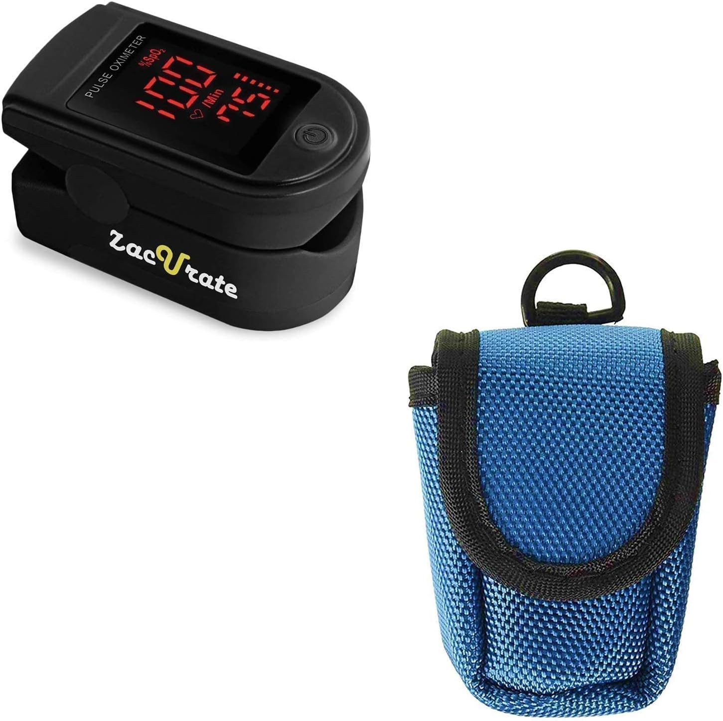 Zacurate Pro Series 500DL Fingertip Pulse Oximeter and Oximeter Carrying Case Bundle