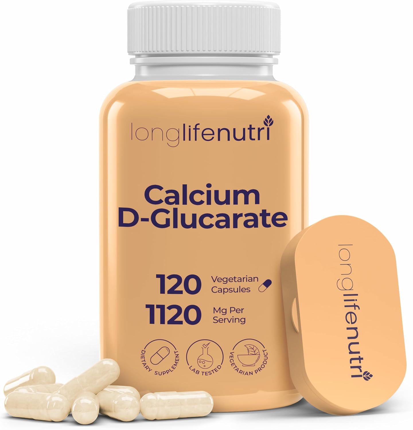 Calcium D-Glucarate – 120 Vegetarian Capsules, 2-Month Supply, 1120mg per Serving for Detox Support & Internal Balance, Non-GMO, Gluten Free, Made in USA, GMP Certified