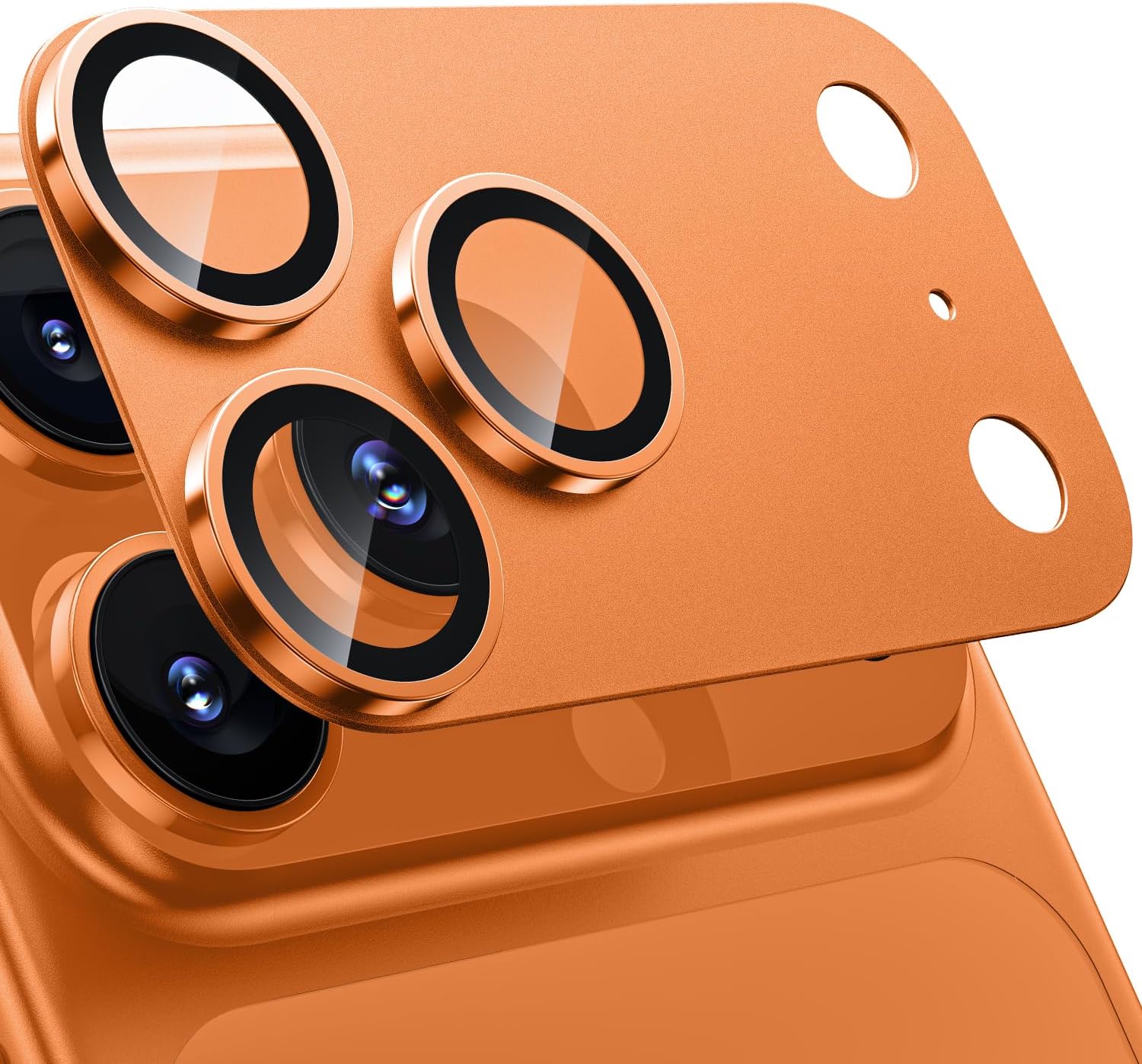 WSKEN for iPhone 17 Pro Max Camera Lens Protector – [Military Grade Shatterproof] [Strong Adhesion] Metal Aluminum Alloy Tempered Glass Camera Screen Protector, Orange Titanium