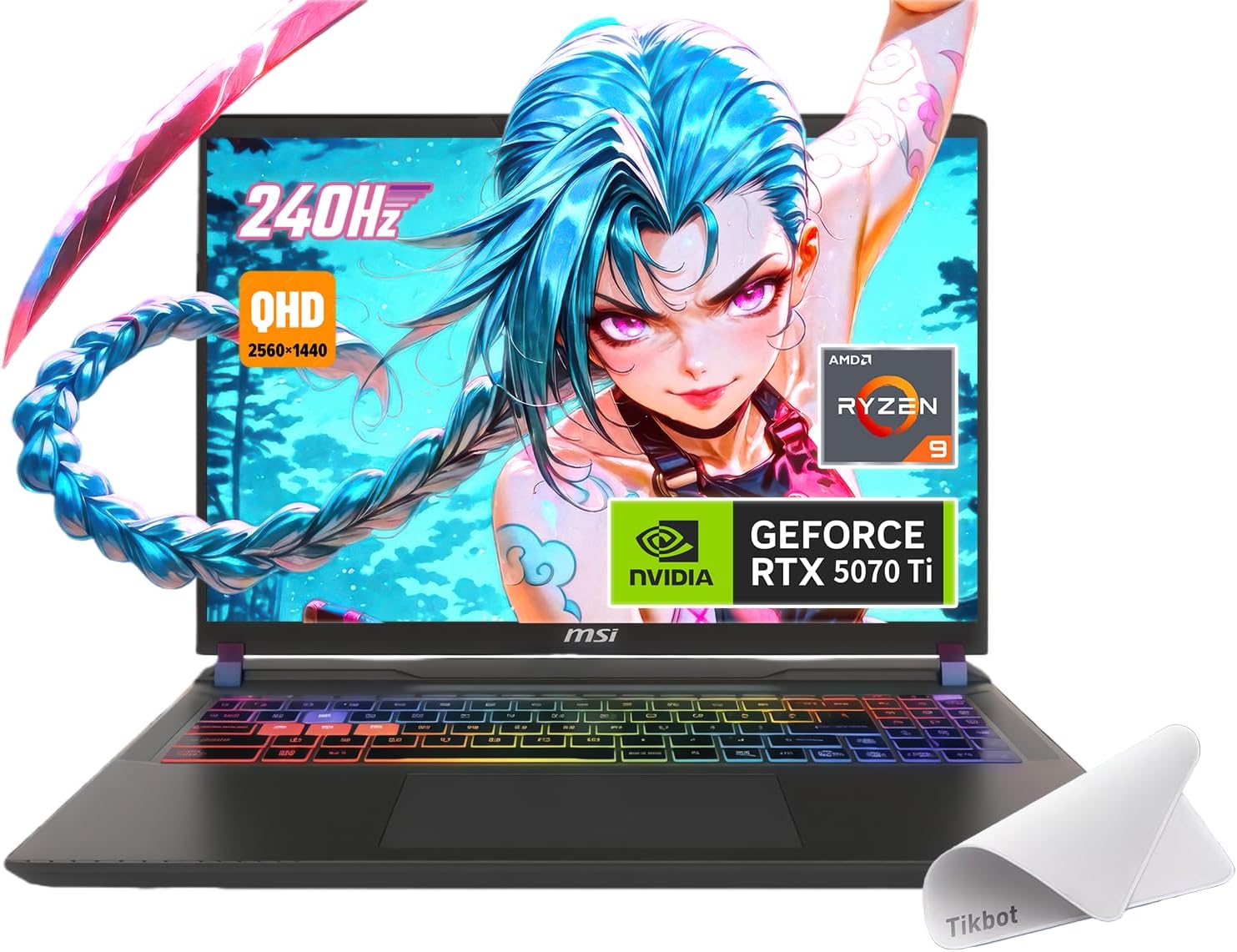 msi Vector 16 HX AI Gaming Laptop, 16″ QHD+ IPS 240Hz,AMD Ryzen 9-8940HX Processor, GeForce RTX 5070 Ti, RGB Backlit, w/Mouse pad (Win 11, 32GB RAM | 1TB PCIe SSD)