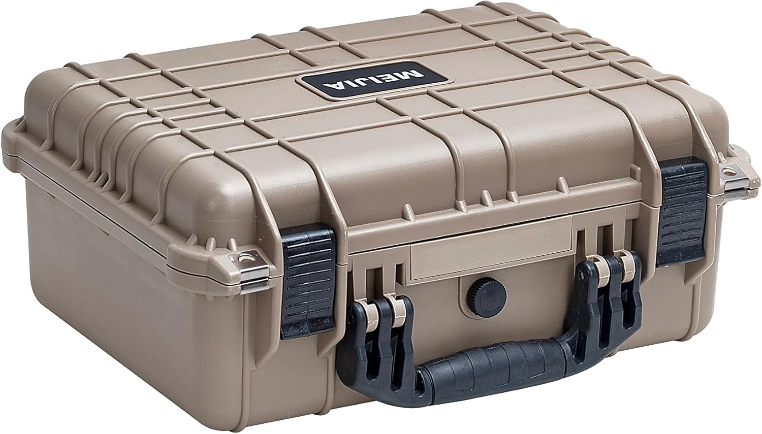 MEIJIA Portable All Weather Waterproof Protective Case,Hard Case,Camera Case With Customized Fit Foam,Fit Use of Drones,Camera,Equipments,Pistols,13.35 x11.63×5.98inches (Desert Tan)