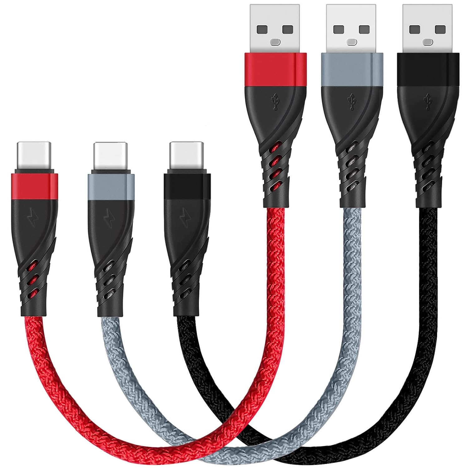 USB C Cable Short [1ft 3 Pack], USB Type C Charger Braided Fast Charging Cord Compatible with Samsung Galaxy A20 A51, S10+ S9 S8 Plus, LG G6, MacBook Air iPad Pro, Pixel 2 XL and Power Bank