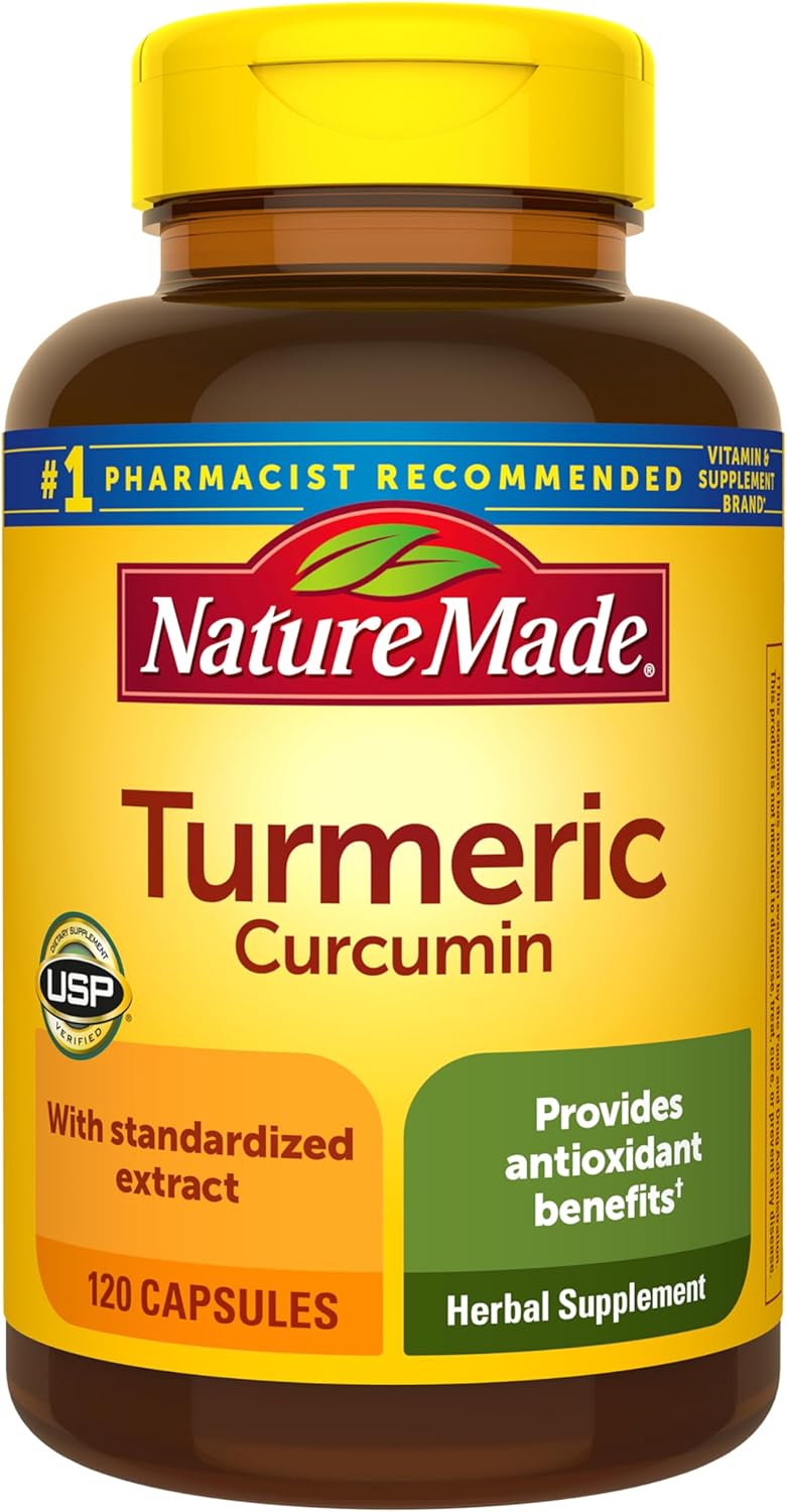 Nature Made Turmeric Curcumin 500 mg, Turmeric Curcumin Supplement for Antioxidant Support, Herbal Supplements, 120 Capsules, 120 Day Supply