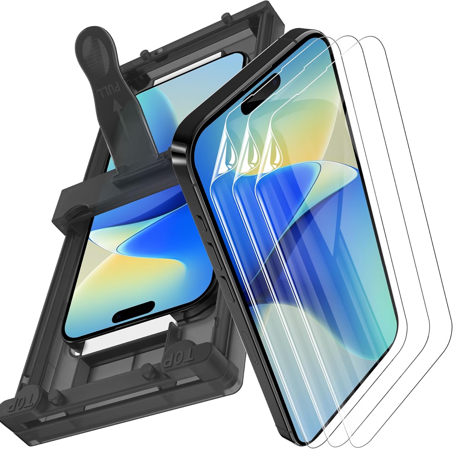 3 Pack for iPhone 16 Screen Protector Film (NOT Glass), Ultra-Thin Flexible Hydrogel Film Screen Protector for iPhone 16 Plus with [Easy Installation Tray], Non-breakable