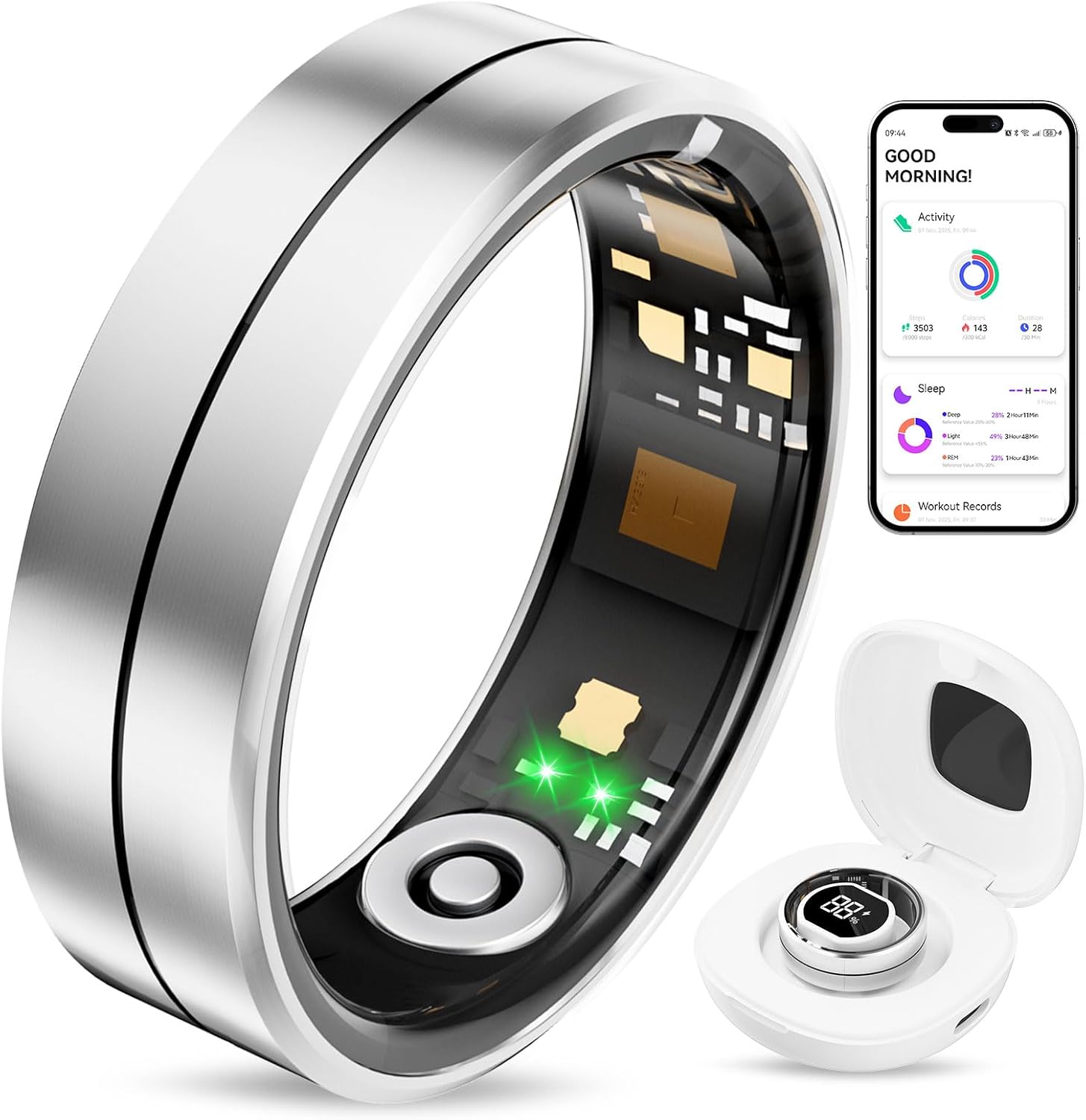 Smart Rings for Women Men – Fitness Health Tracker with Sleep Monitoring Heart Rate and Activity Tracking, Blood Oxygen Monitor IP68 Waterproof No Subscription Fee iOS Android Compatible(Silver10)