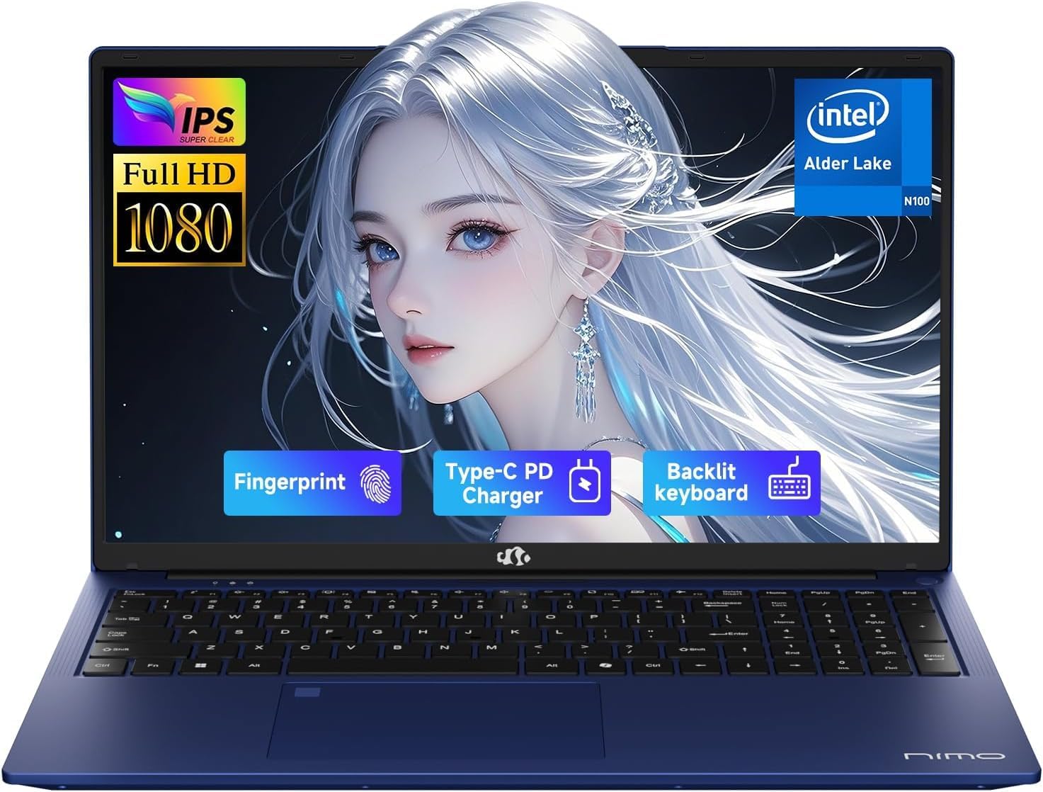 NIMO 17.3″ FHD IPS Student-Laptop-Computer 4GB RAM 128GB SSD, Pentium 4 Cores N100(Beat i3-1115G4, Up to 3.4GHz) 65W Type-C 180°Viewing Fingerprint Backlit Keyboard Wi-Fi 6 BT5.2