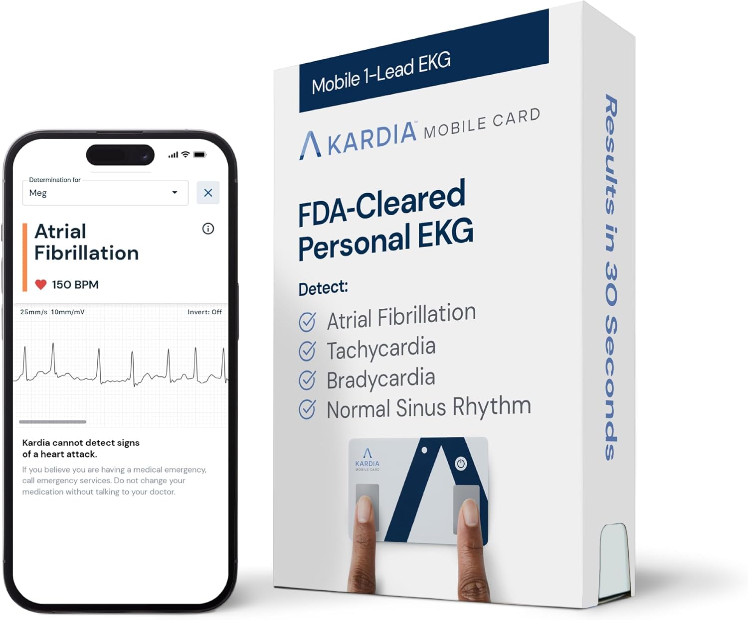 KardiaMobile Card Credit-Card Sized EKG, Medical-Grade & FDA-Cleared Personal Heart Monitor, Carry in Wallet, Bluetooth-Enabled for On-The-Go Check-Ups Anywhere, Compatible with Most Smartphones
