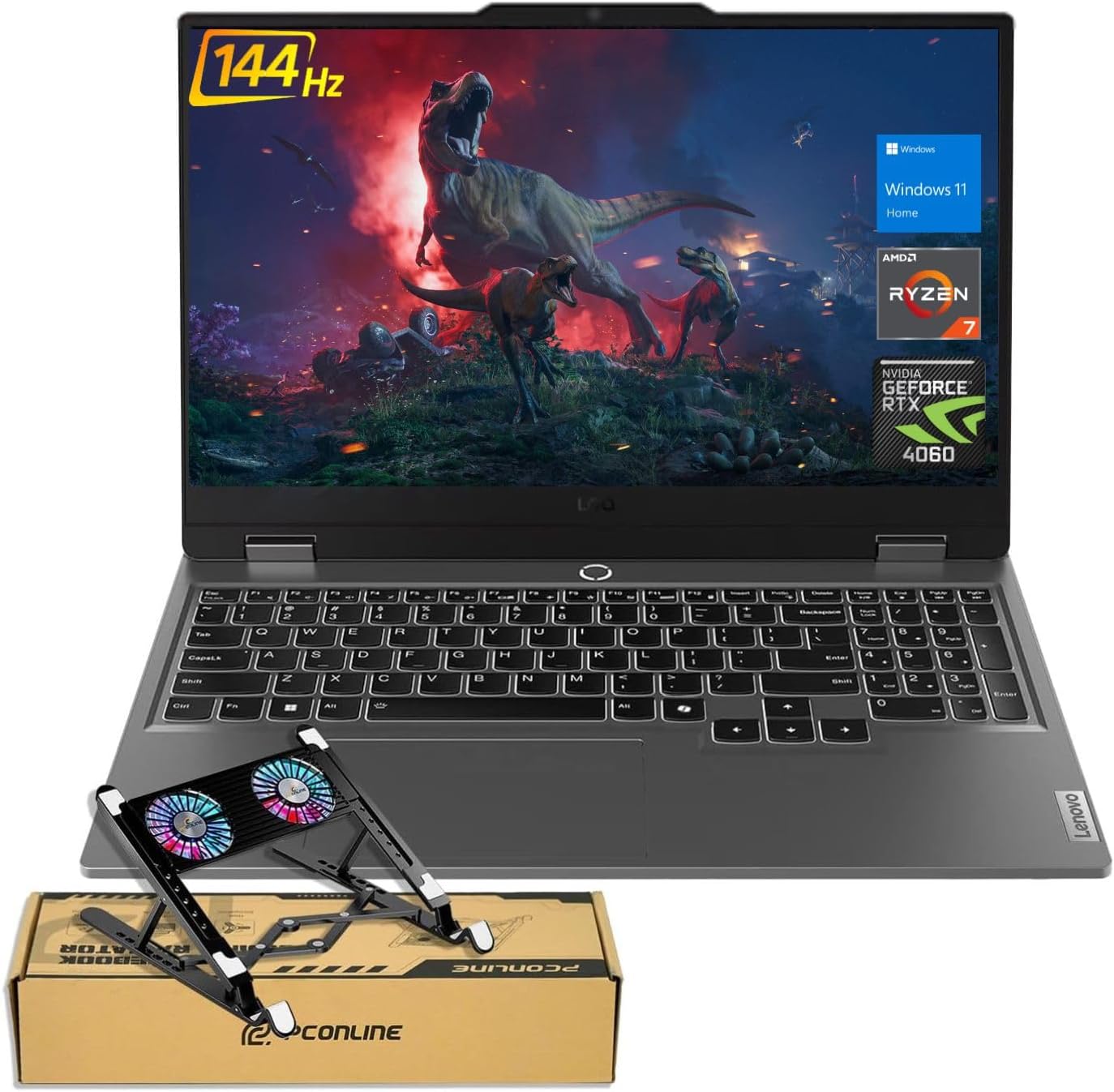 Lenovo LOQ 15 15AHP9 RTX 4060 AI Gaming Laptop, 15.6 FHD 144Hz, AMD Ryzen 7 8845HS, NVIDIA RTX 4060, 32GB DDR5 RAM, 1TB SSD, Backlit Keyboard, RJ-45, Bundle with PCO Laptop Cooler