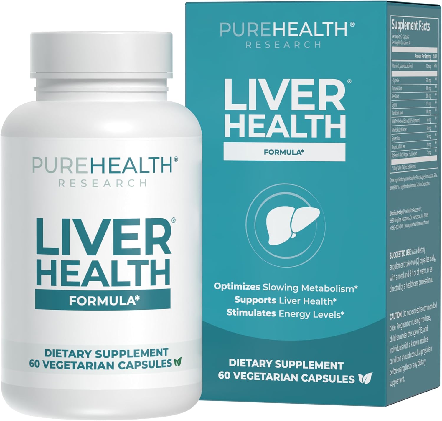 PUREHEALTH RESEARCH Liver Health – Liver Cleanse Detox & Repair with Artichoke Extract, Milk Thistle, Dandelion Root, Turmeric, Beet Root to Healthy Liver Renew with 11 Natural Nutrients, 60 Capsules