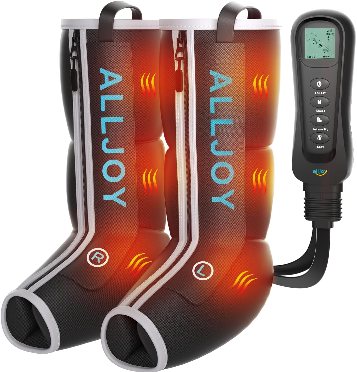 ALLJOY Fathers Mothers Day Gifts, Leg Massager with Heat and Compression, Sequential Leg Compression Massager Boots w/ 2 Heat 4 Mode 4 Intensity, Leg Massager for Circulation and Pain Relief FSA