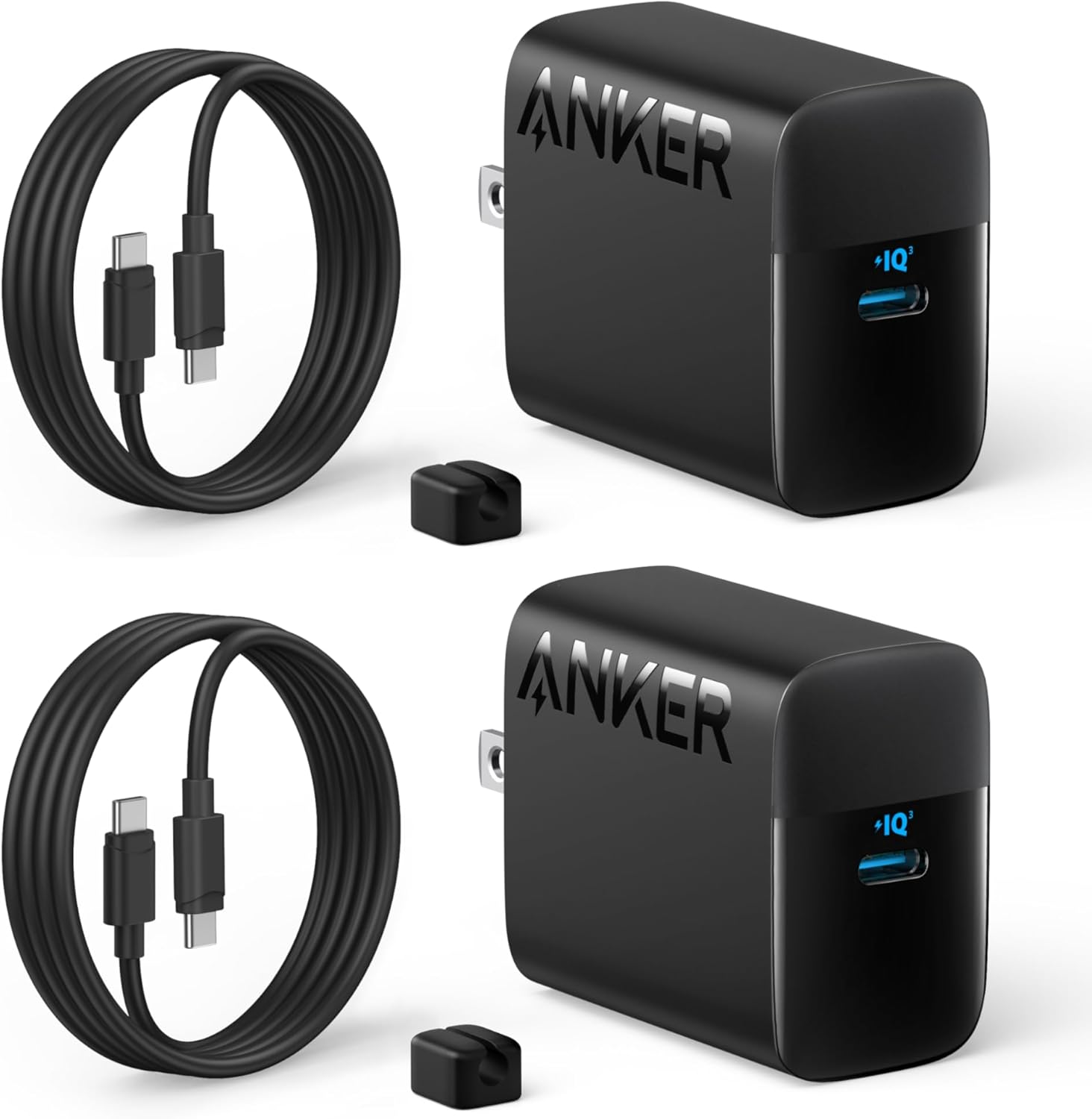 Anker 45W USB C Charger Block, PPS Fast Charger with USB-C Cable for iPhone 17/16 and More Series, iPad, Galaxy S24 Ultra (2-Pack 5 ft Cable Included)