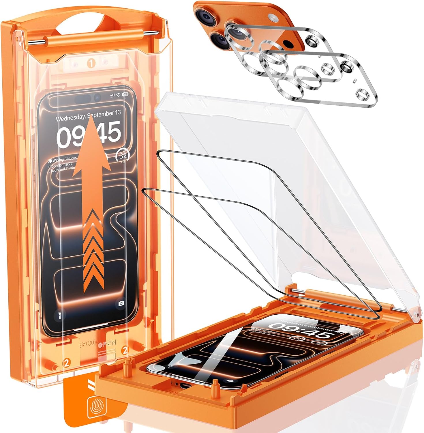 MRGLAS TOP 9H+ Glass 2+2 Packs for iPhone 17 Pro Screen Protector with Camera Lens Protector [Zero Bubble, Auto-Dust Removal] [10X Military Protection] 17 Pro 6.3” Tempered Glass Full Edge Coverage