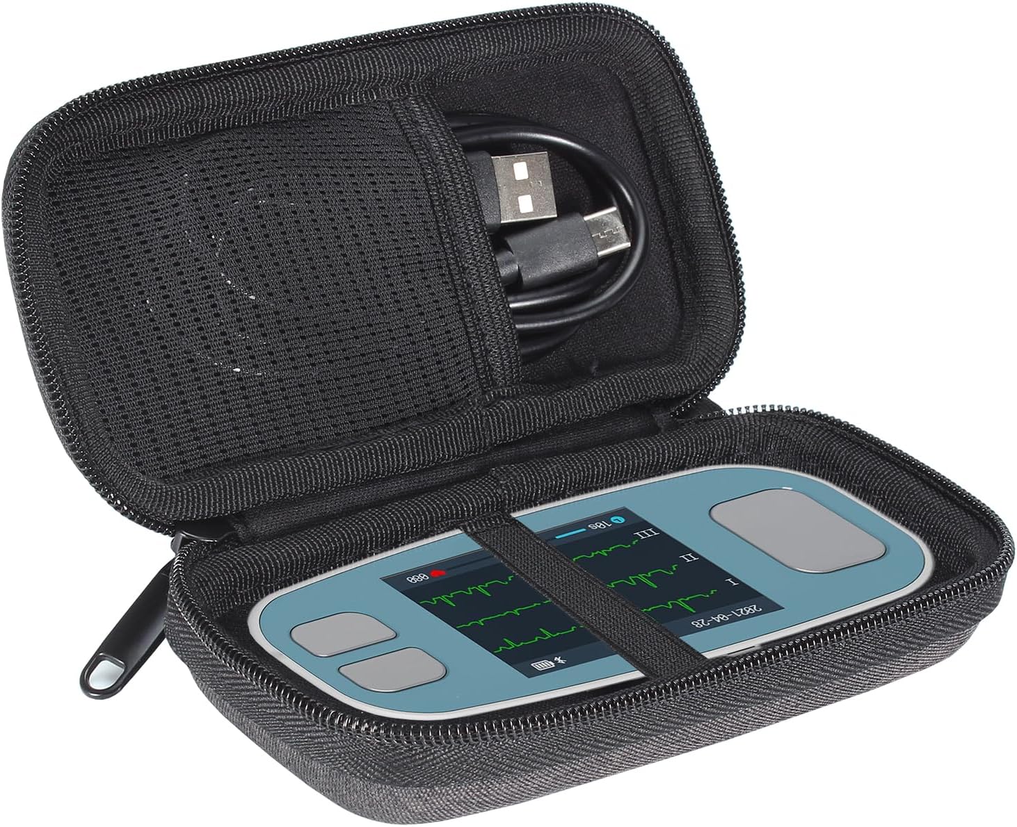 Hard Carrying Case Compatible with EMAY 6L Portable ECG Monitor,Scratch and Fall Resistant, with mesh Bag (Case Only)