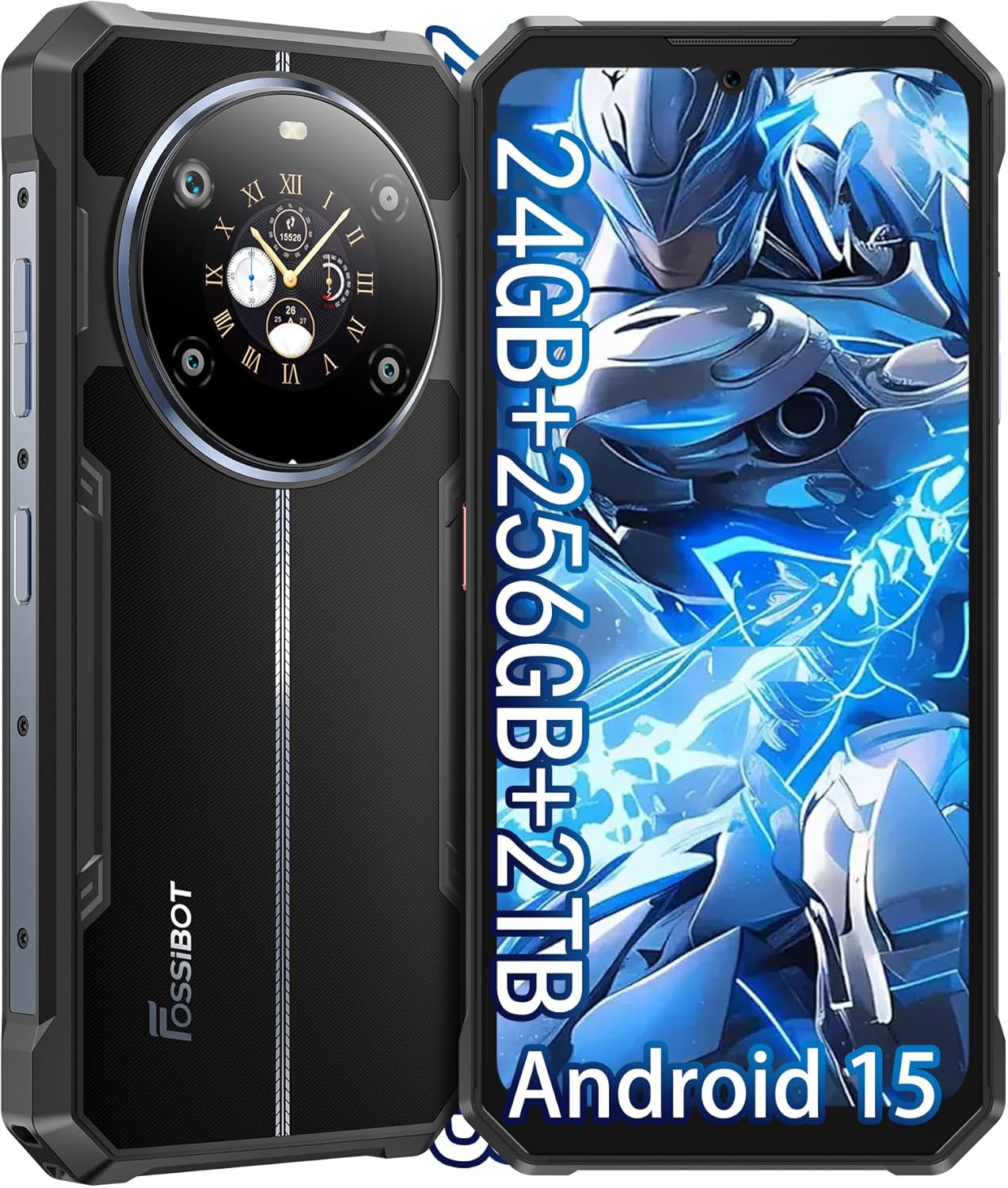FOSSIBOT F109S Rugged Phone Unlocked, 24GB+256GB/2TB,10600mAh Battery Waterproof Phones,Android 15 Rugged CellPhones, 6.745″ HD+ 1.32-inch IPS Smartphone,50MP+16MP+5MP Rugged Phone(2026 deep Blue)