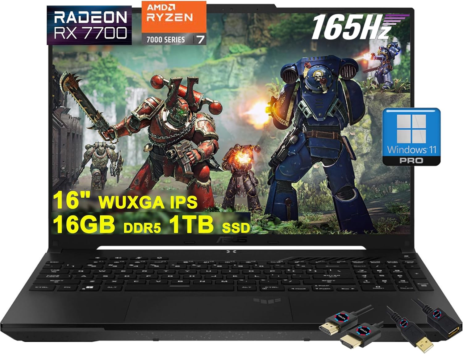 ASUS TUF Gaming A16 Laptop | 16″ WUXGA 165Hz 100% sRGB | AMD 8-core Ryzen 7 7735HS | 16GB DDR5 1TB SSD | Radeon RX7700S 8GB (>RTX4060) | Backlit Type-C USB4 Win11Pro w/DLCA Accessory