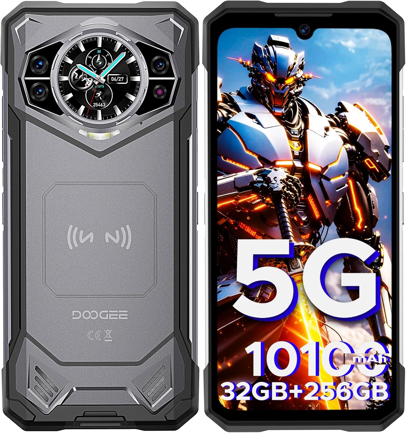 DOOGEE S200 Rugged Smartphone 5G Unlocked, 256GB+32GB RAM Rugged Phone with 1.32″ Rear Screen, 10100mAh Battery,6.58″ FHD+ 120Hz Display,100MP + 20MP Night Vision Camera,Dual SIM Waterproof Cell Phone