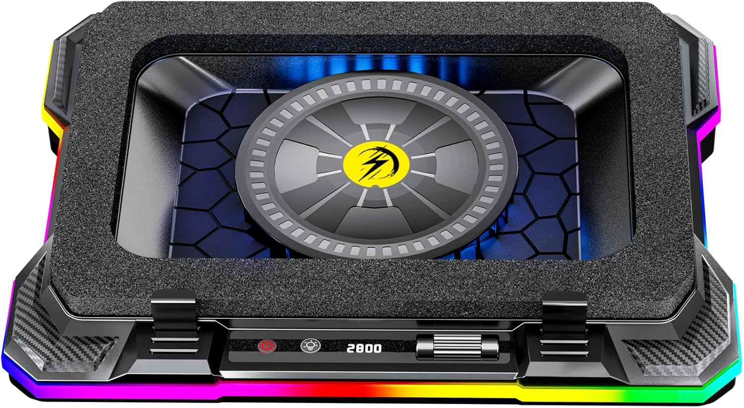 AICHESON Gaming Laptop Cooler Cooling Pad, Ultra Cooling with 10°C-35°C Temperature Drop, RGB Turbo Fan Stand Base for 14-19 inch Computer Laptops