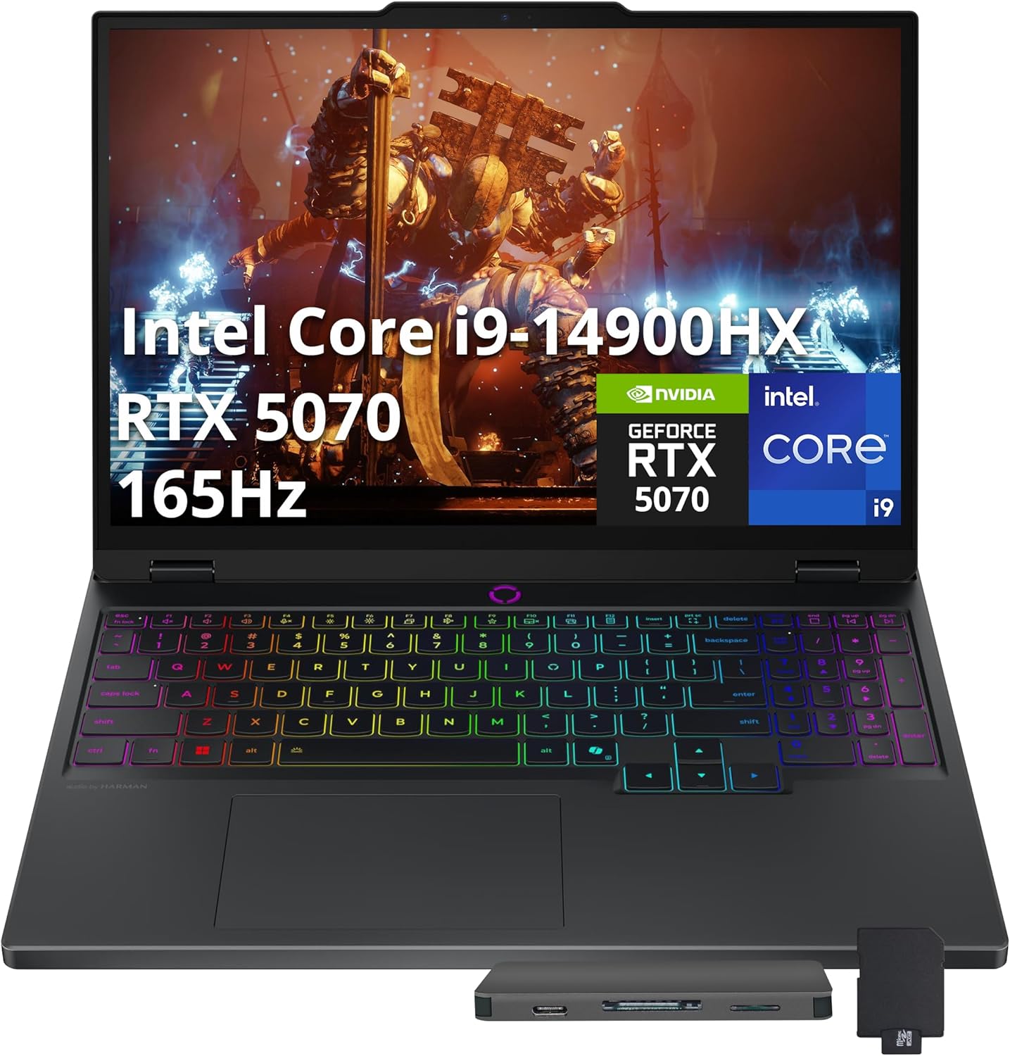 Lenovo Legion 5 15.1″ WQXGA 165Hz Gaming Laptop, Intel i9-14900HX, 64GB DDR5, 2TB SSD, NVIDIA GeForce RTX 5070 8GB GDDR7, 24-Zone RGB Backlit Keyboard, Wi-Fi 7, Win 11, Black, 1TB Docking Station Set