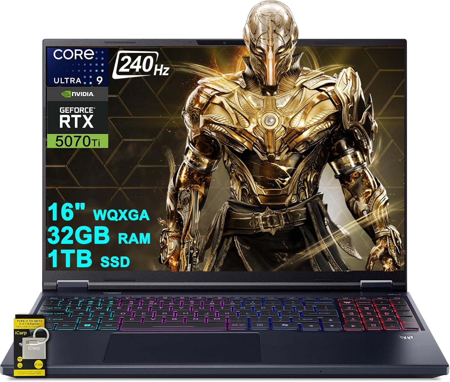 acer Predator Helios Neo 16S AI Gaming Laptop 16″ 2560×1600 OLED 240Hz (100% DCI-P3) Intel 24-core Ultra 9 275HX 32GB RAM 1TB SSD GeForce RTX 5070 Ti DLSS4 (Up to 992 AI Tops) Win11 ICP Hub w/Copilot