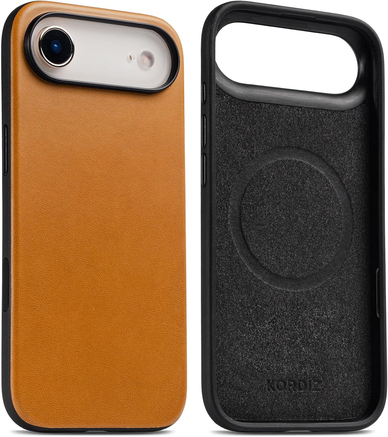KORDIZ Impact Leather Case for iPhone 17 Air – Full-Grain Leather MagSafe Case with Camera Control Button – 360° Shockproof Bumper – Rugged Patina-Ready Protection – Slim Grip Cover (English Tan)
