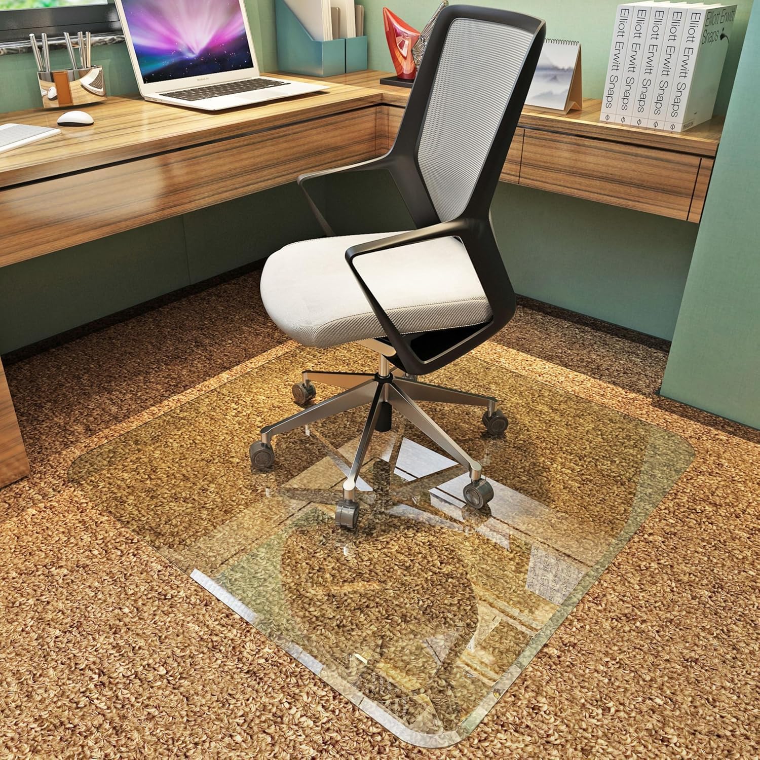 36×46 Tempered Glass Chair Mat for Carpet with Beveled Edge for Carpet & Hardwood Floors – Smooth Glide Office Chair Floor Protector, 1,000 lb Capacity, Clear Heavy-Duty Glass by Clearly Innovative