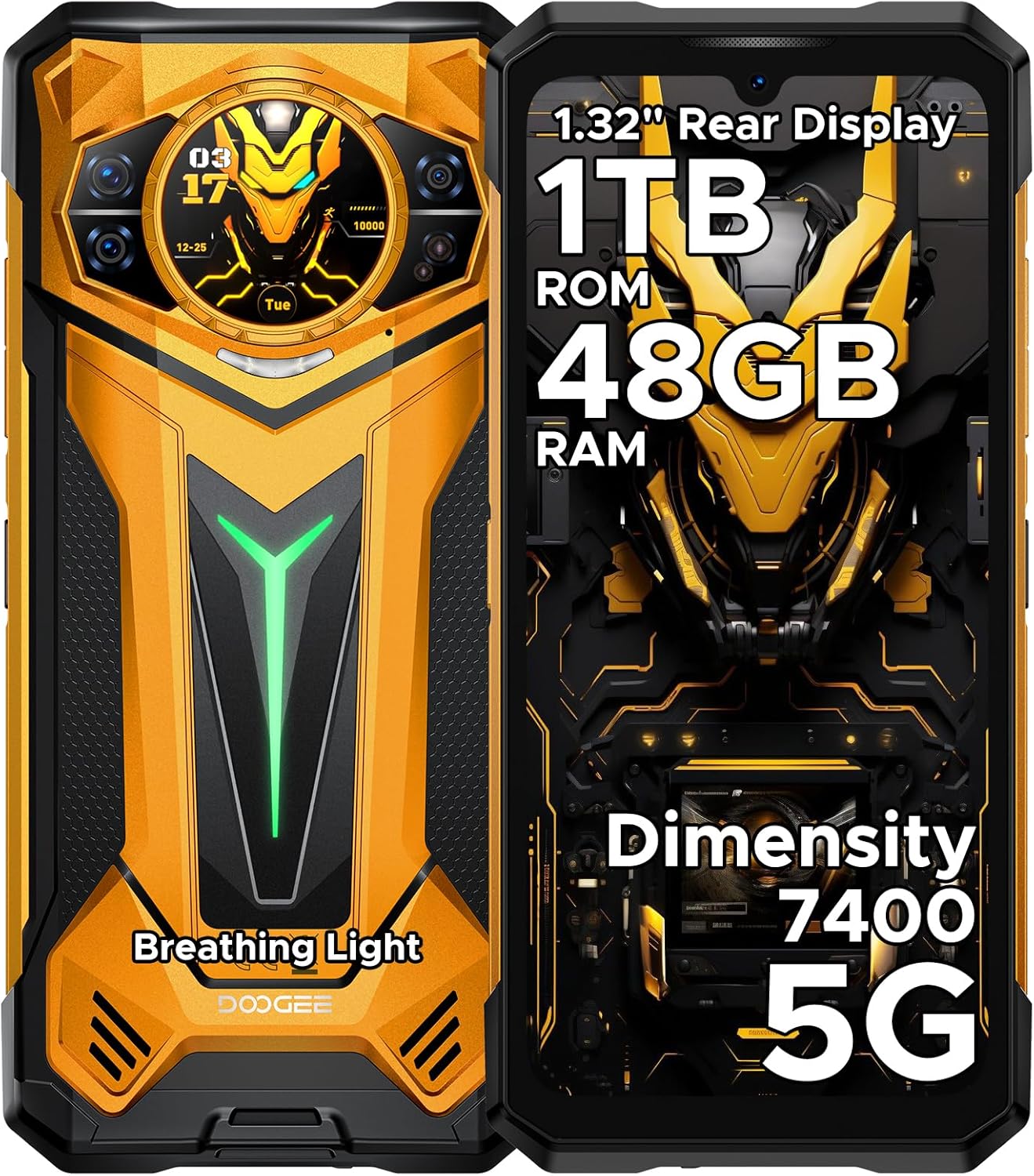 DOOGEE S200 Ultra Rugged Phone Unlocked, 5G Android 15 with 1.32″ Secondary Display, 48GB+1TB Storage, 11000mAh, 66W Fast Charge, AI Quad Camera 100MP+32MP, 6.72″ Rugged Smartphone Dual SIM/NFC/OTG