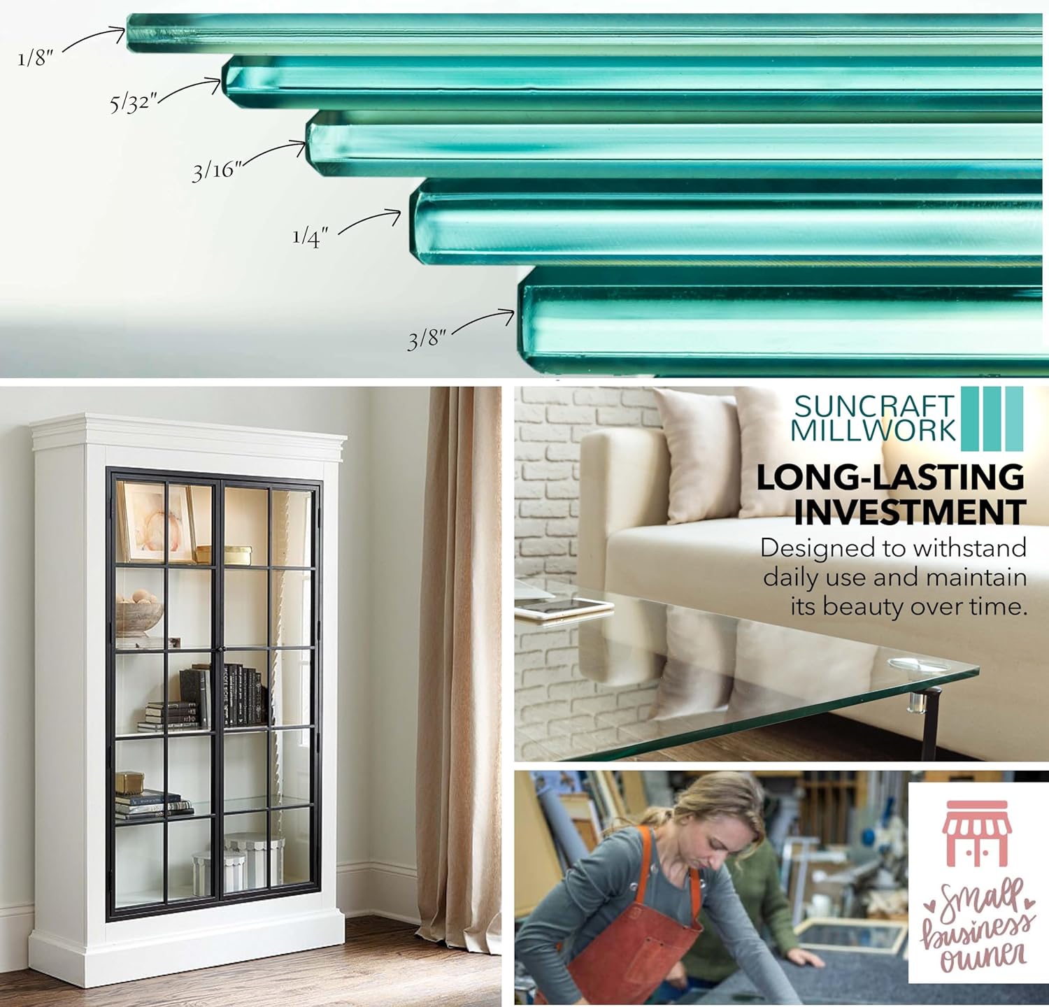 Glass Cut to Size 1/8″ 5/32″ 3/16″ 1/4″ 3/8″ Thickness | Custom Cut to Size Glass for Shelves, Tabletop | Tempered Glass Replacement Panels for Doors, Windows, & DIY Crafts | Fast 2-Day Production