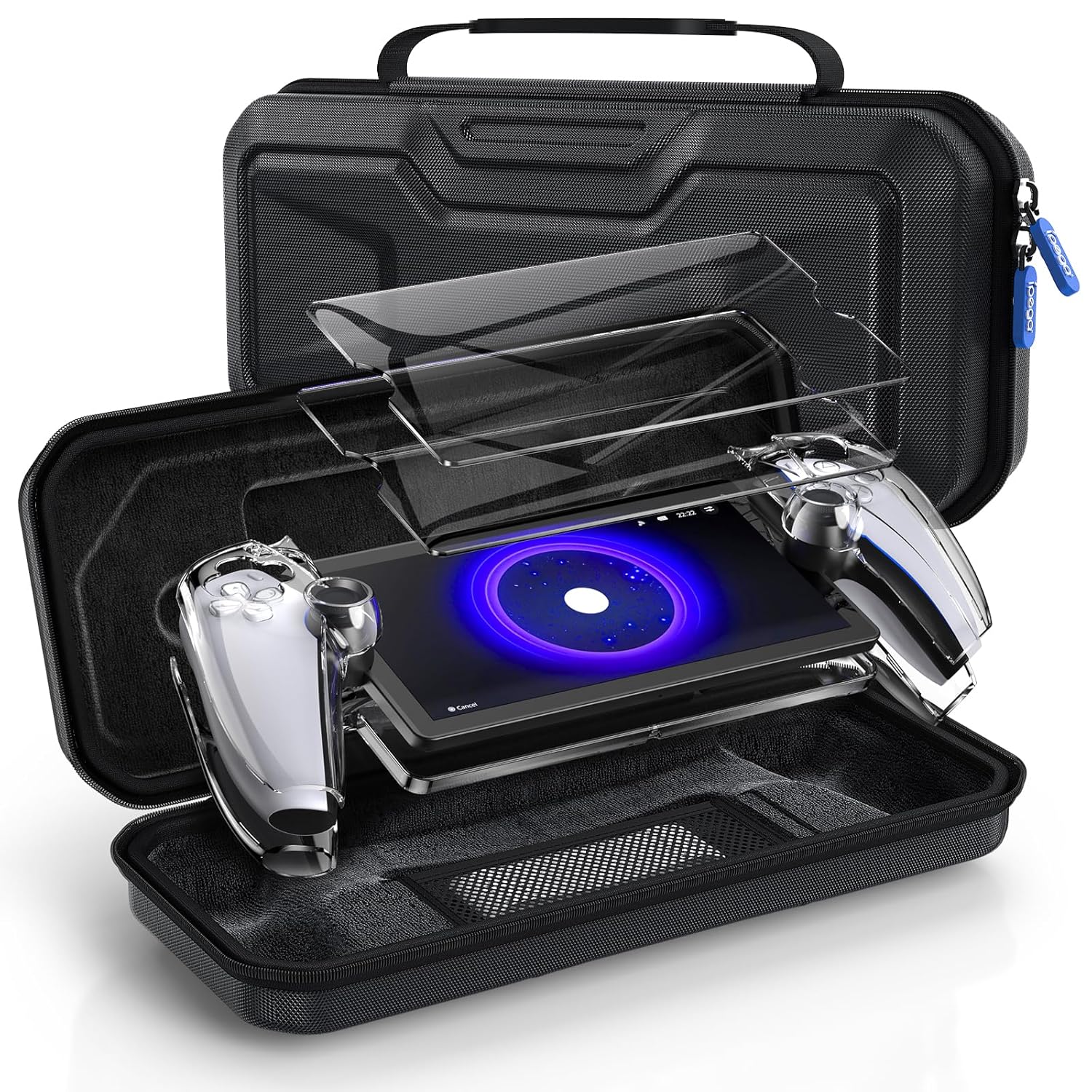 Accessories Bundle for PlayStation Portal, EVA Carrying Case for PS5 Portal, 2 Pack HD Tempered Screen Protector and Hard Full Clear Crystal Cover for Ps Portal Accessory