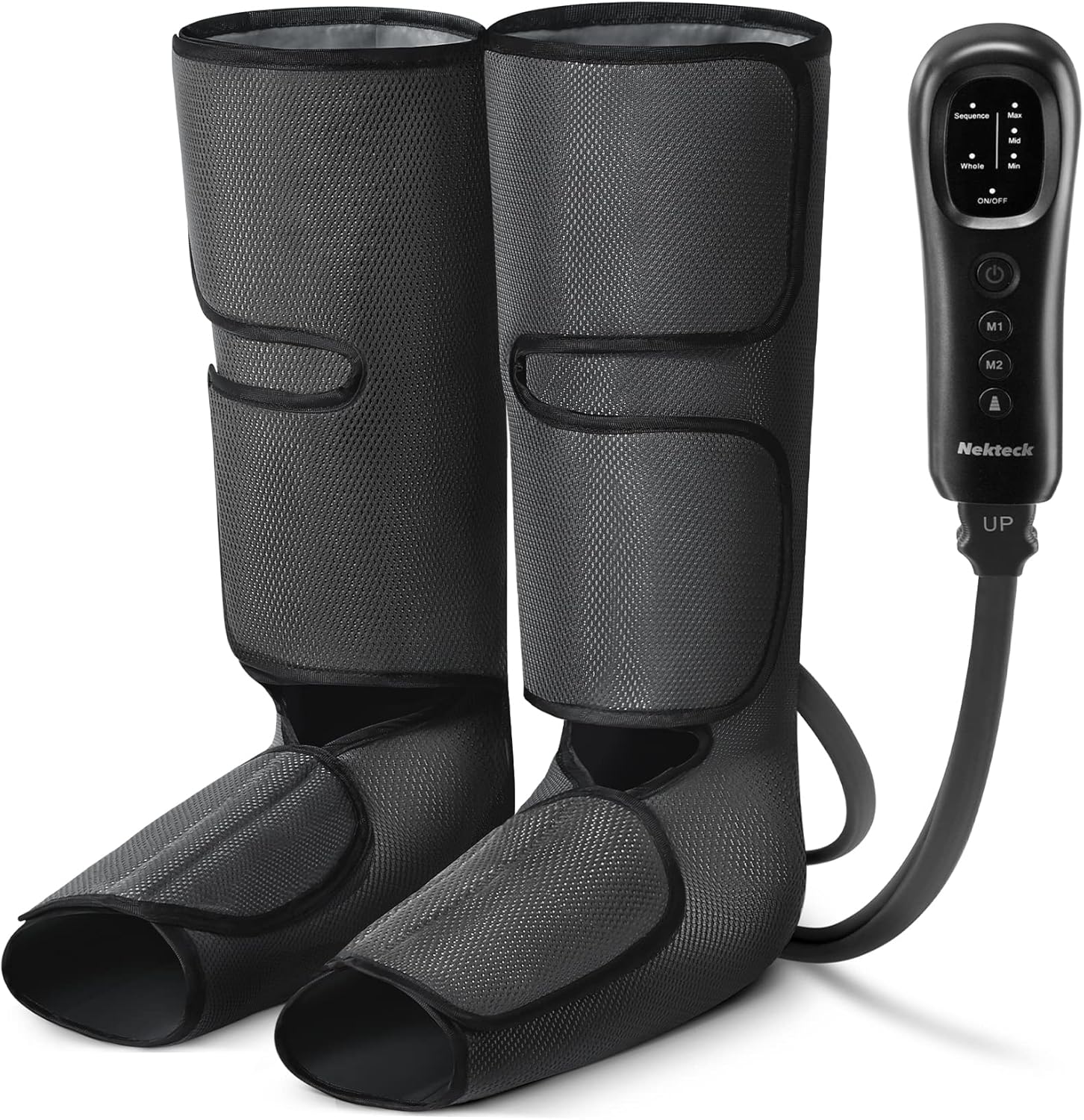 Nekteck Leg Compression Massager for Circulation and Relaxation, FSA Eligible Foot and Calf Massage Machine 2 Modes 3 Intensities with Hand-held Controller for Pain Relief, HSA Adjustable Leg Wraps