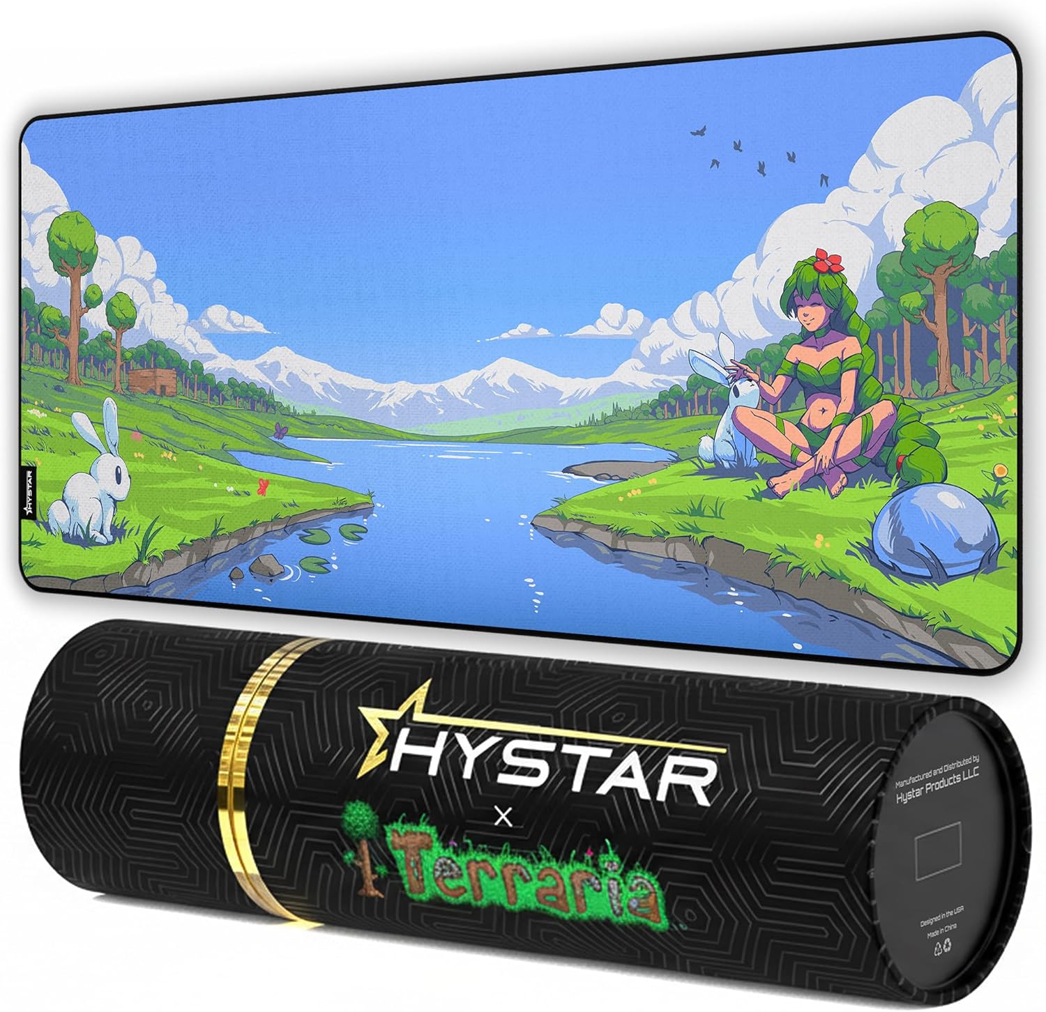 Terraria Extended Gaming Mouse Pad | XXL 36″ x 16″ | 5mm Thick, Waterproof Surface, Smooth Polyester Fabric, and Natural Rubber Base (Dryad)