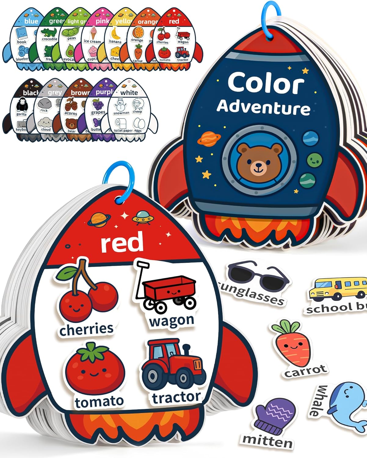 Montessori Busy Book Color Sorting Toys for 3 Year Old, Preschool Learning Activities & Educational Toys, Toddlers Quiet Book with Sensory Fine Motor Skills Matching Games for Boys Girls