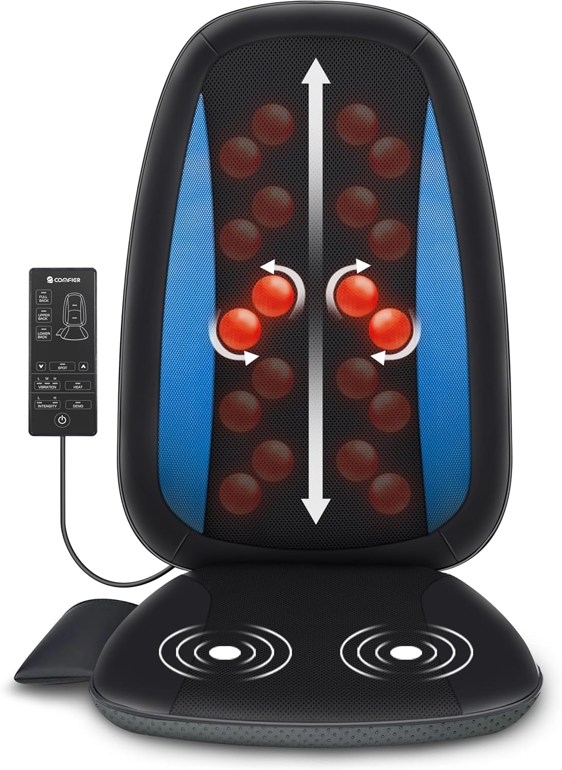 COMFIER Shiatsu Back Massager with Heat,Deep Tissue Kneading Massage Seat Cushion,Massage Chair Pad for Full Back,Body Massager for Home or Office Chair use,
