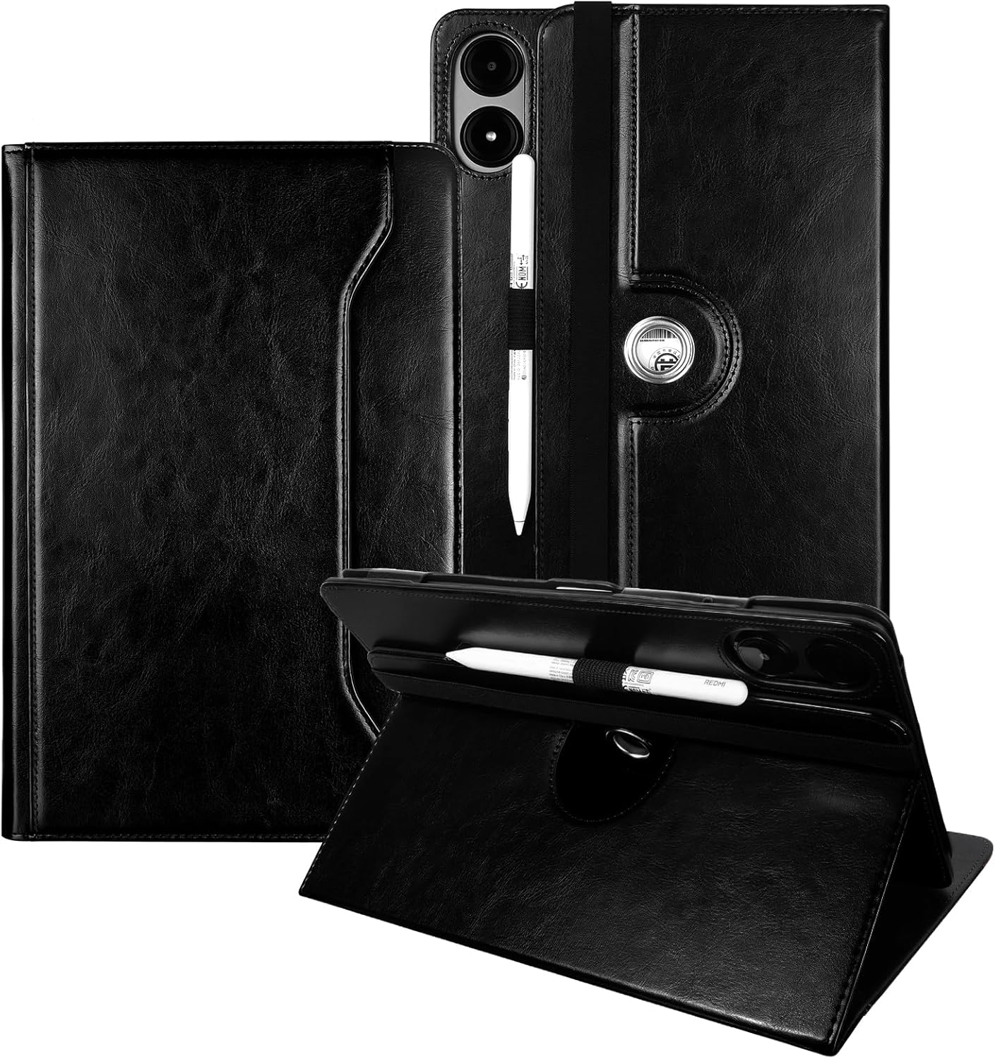 E NET-CASE Case for Xiaomi Redmi Pad 2 Pro/Pad Pro (2025/2024) 12.1 Inch with S Pen Holder丨Shockproof丨Clear Transparent Back Shell丨Multi-Angle Viewing (Black)