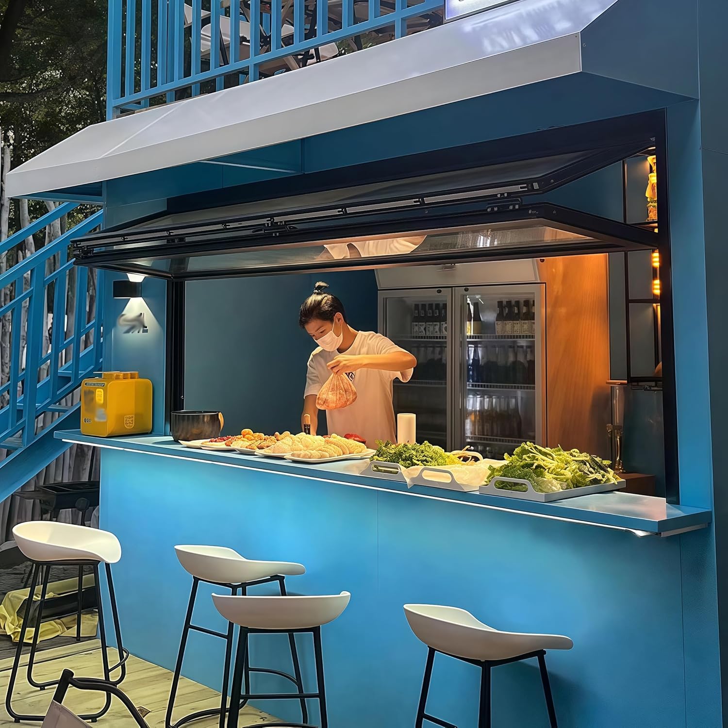 Aluminum Frame Up Down Foldable Sliding Windows, Mobile Home Windows with 5mm Tempered Glass with Locking Handle, Roll-up Type Serving Windowfor Shop Home Decorate (48 * 36.3IN Black)