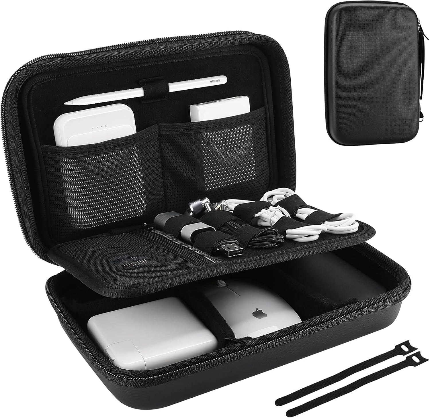ProCase Hard Travel Electronic Organizer Case for MacBook Power Adapter Chargers Cables Power Bank Apple Magic Mouse Apple Pencil USB Flash Disk SD Card Small Portable Accessories Bag