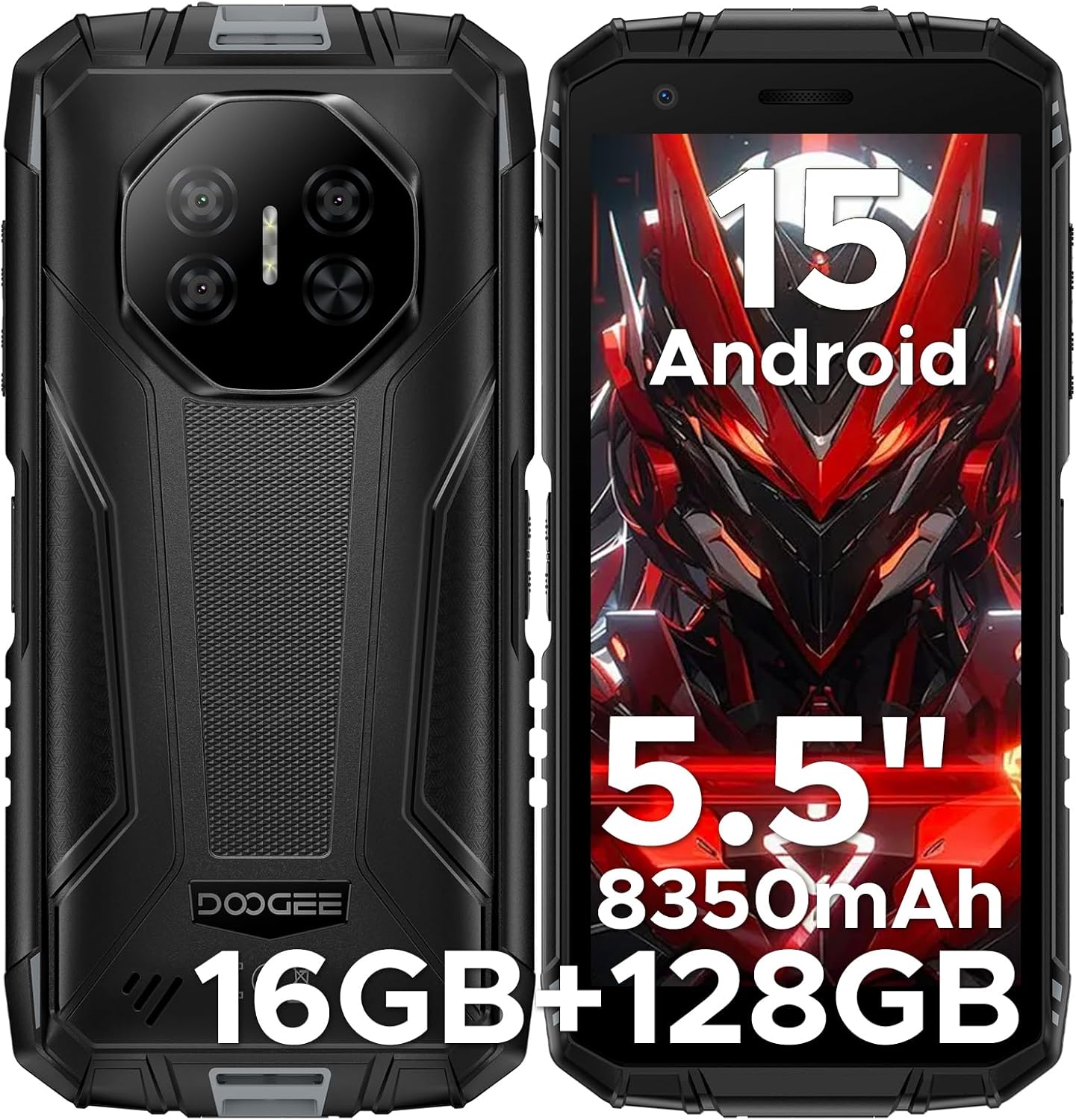 DOOGEE Fire 3 Pro Rugged Phone Unlocked,16GB+128GB/2TB Octa-Core Rugged Smartphone,8350mAh/18W,5.5″HD+ IPS Gaming Phones,16MP Camera,Android 15,IP68/IP69K Waterproof Phone,Widevine L1/NFC/Face ID/GPS