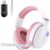 Gtheos 2.4GHz Wireless Gaming Headset for PS5, PS4 Fortnite & FPS Gamers, PC, Nintendo Switch, Bluetooth 5.3 Gaming Headphones with Noise Canceling Mic, Stereo Sound, 40+Hr Battery (Pink)