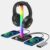 Gaming Headphone Stand PC Accessories – RGB Headset Stand with 2 USB Charger, Cool LED Headphone Holder PC Gaming Accessories for Boys Men Gamers, Computer Game Hardware for Desk