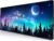 Gaming Large Mouse Pad with Stitched Edges, Galaxy Desk Mat, Extended Keyboard Pad, Non-Slip Rubber Base Desk Pad for Keyboard and Mouse, 31.5X11.8 inch, Moon Starry Sky