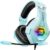 Ozeino Gaming Headset for PC, Ps4, Ps5, Xbox Headset with 7.1 Surround Sound, Gaming Headphones with Noise Cancelling Mic RGB Light Over Ear Headphones for Xbox Series X/S, Switch-Light Blue