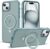 Compatible with iPhone 15 Case with Invisible Magnetic O-Ring Stand Military-Grade Translucent Case for iPhone 15 6.1″ [Compatible with Mag-Safe][Great Grip Feeling], Blue
