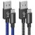 6amLifestyle PS4 Controller Charger Charging Cable, 2 Pack 10ft Extra Long Micro USB 2.0 Cable, Nylon Braided Cord, for PS4, PS4 Slim/Pro, Xbox One S/X Controller, Android Phones, Black+Blue
