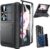 Viaotaily for Samsung Galaxy Z Fold 3 Case with Card Holder & Hinge Protection & Slide Camera Lens Cover & Screen Protector, Durable Sturdy Wallet Phone Case for Samsung Galaxy Z Fold 3 5G 2021, Black