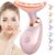 Red-Light-Therapy-for-Face-and-Neck, 7 Color Face Massager Tool for Wrinkles, Double Chin, Vibrating Facial Massager with Thermals for Skin Care, Glossy Pink
