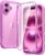 Diaclara Designed for iPhone 16 Case, Upgraded [Full Camera Protection] Full Body Rugged Bumper Case with Built-in Screen Protector, Rose Pink