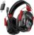 Tatybo Wireless Gaming Headset for PC, Ps4, Ps5, 2.4GHz USB & Type-C, Bluetooth 5.3 Gaming Headphone with Detachable Noise Cancelling Microphone, Low-Latency for Switch, Laptop, Mobile Gamers – Red